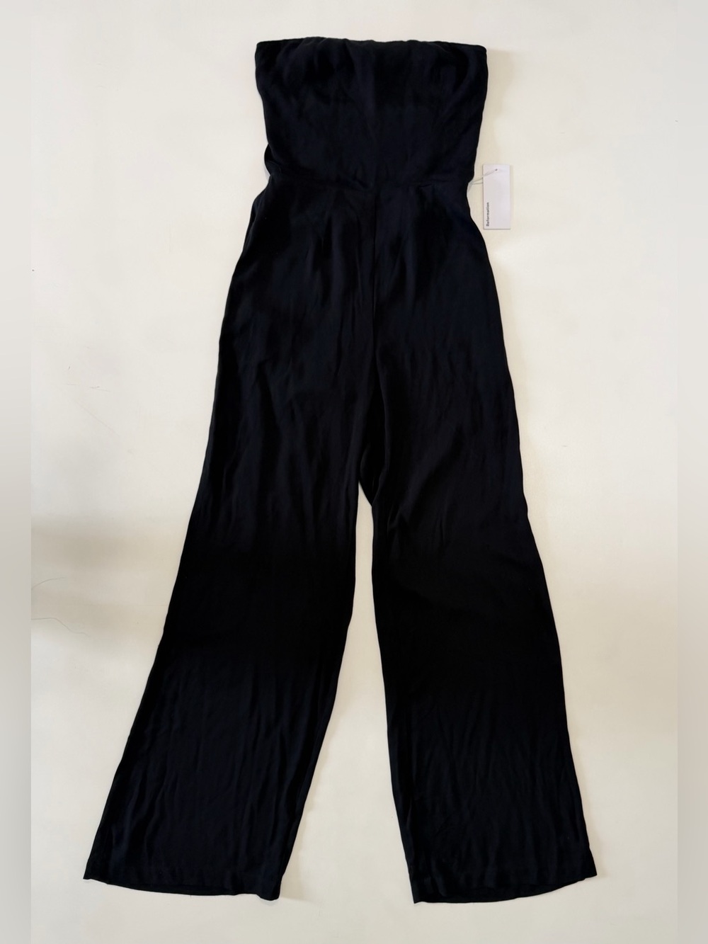 Reformation Black Strapless Wide-Leg Jumpsuit Size 00 Zipper Open Back